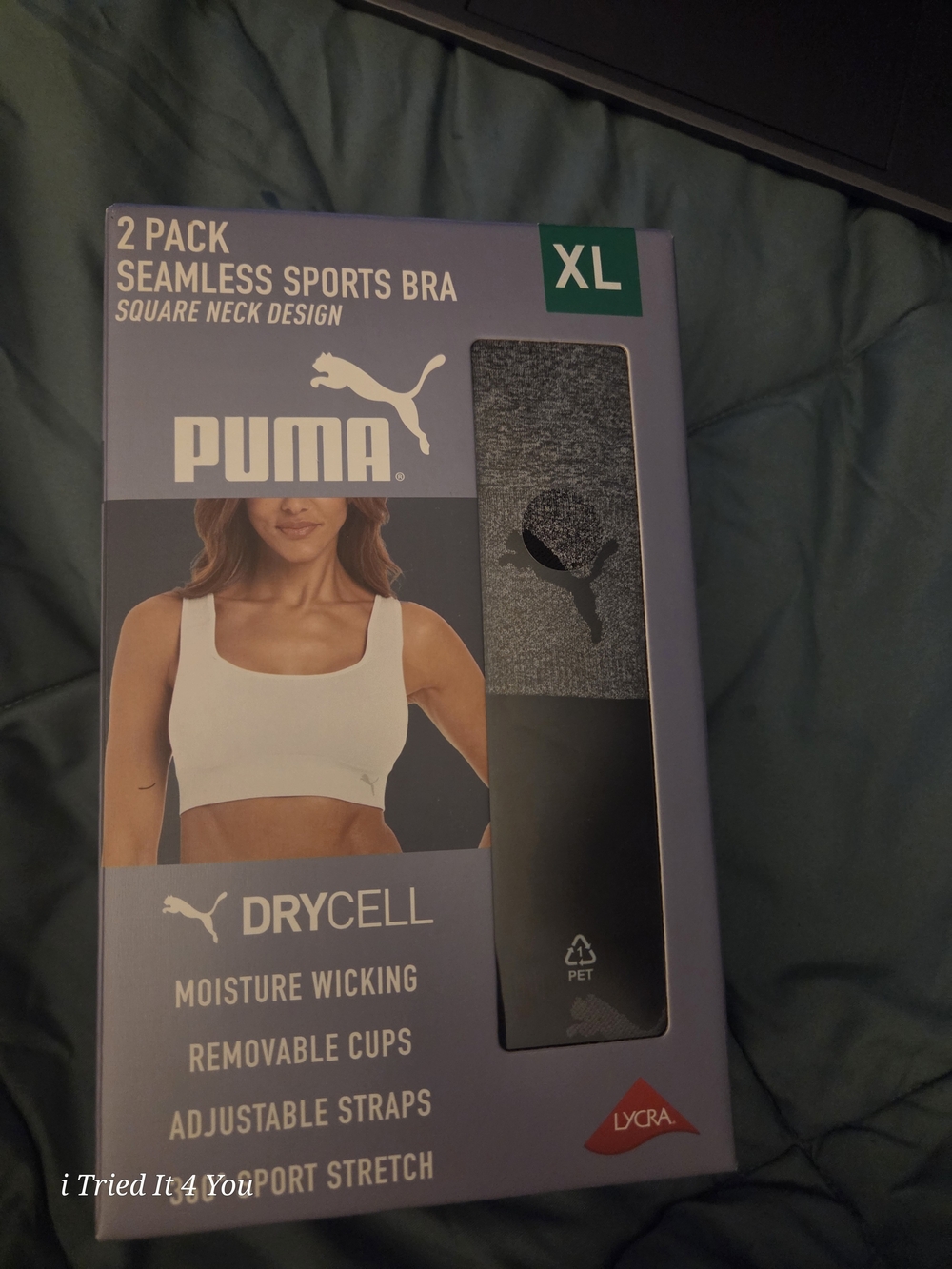 PUMA Drycell Seamless Sports Bra 2-Pack XL - Gray/Black